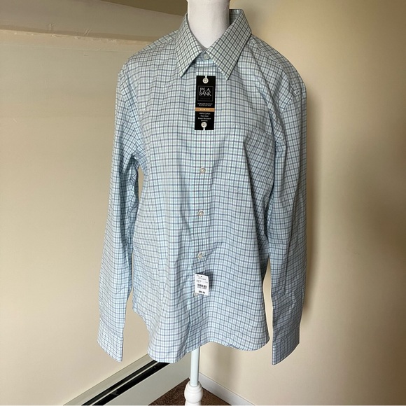 Jos. A. Bank Other - Jos. A Bank Mens Traveler Slim Fit Blue Plaid Button Down Dress Shirt size Large